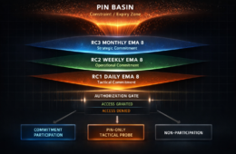 Law X formalizes the Dual-Magnet Principle (Pin Basin → Commitment Basin) and the Regime Commitment Trinity (Daily, Weekly, Monthly) to compute regime authority, permission commitment, and eliminate guessing across all asset classes.