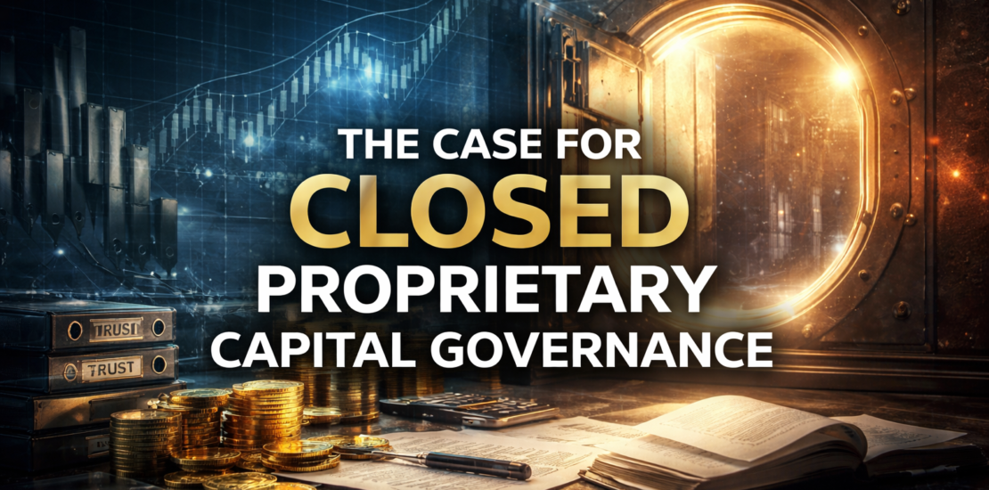 Explore why GFE and GAI believe closed proprietary capital governance is essential for serious trading institutions built on structure, reserves, ring-fenced capital, and internal compounding.